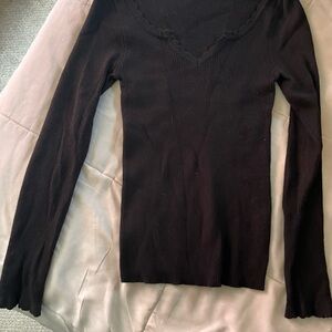 SHEIN Black Fitted Ribbed Blouse